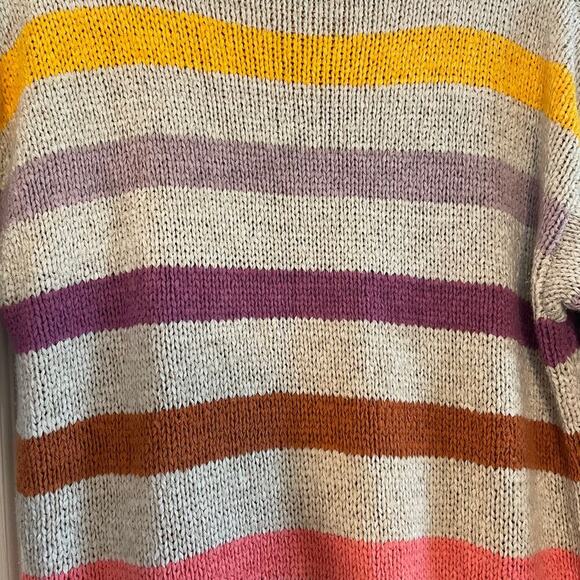 Lou & Grey & LOFT Sweater Womens LARGE Multicolor Chunky Knit Striped Pullover - Picture 9 of 14
